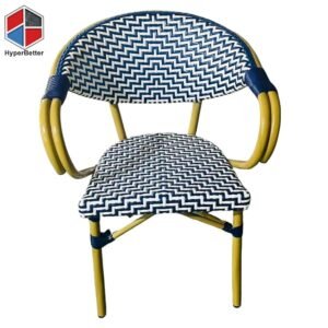 Blue&White Rattan Woven Cafe Armchair